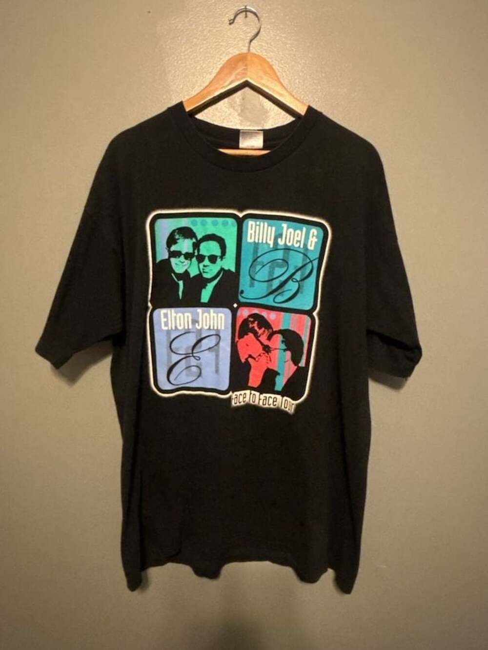Vintage Elton John & Billy Joel Face to Face Tour 2001 Black T-Shirt XL